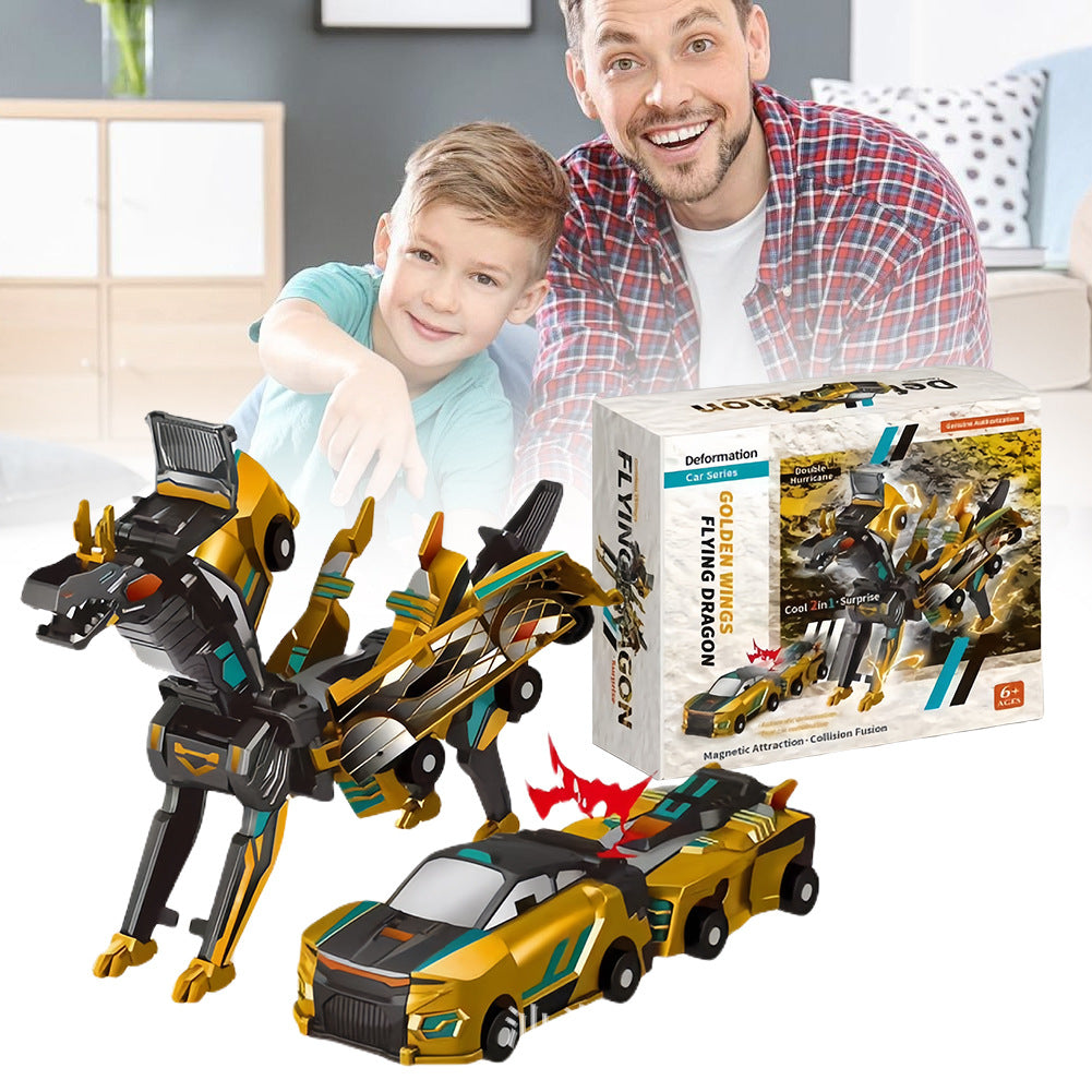 Kids Transformer Car Dinosaur Toy Set Magnetic