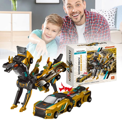 Kids Transformer Car Dinosaur Toy Set Magnetic