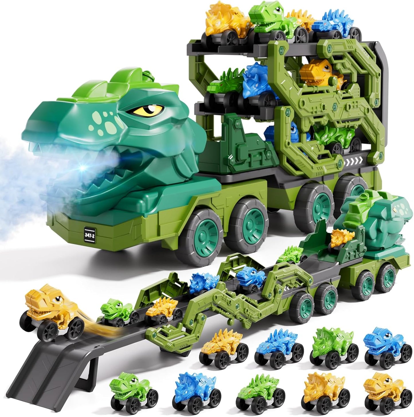 Dinosaur Truck Toy Set with Dino Cars and Track System