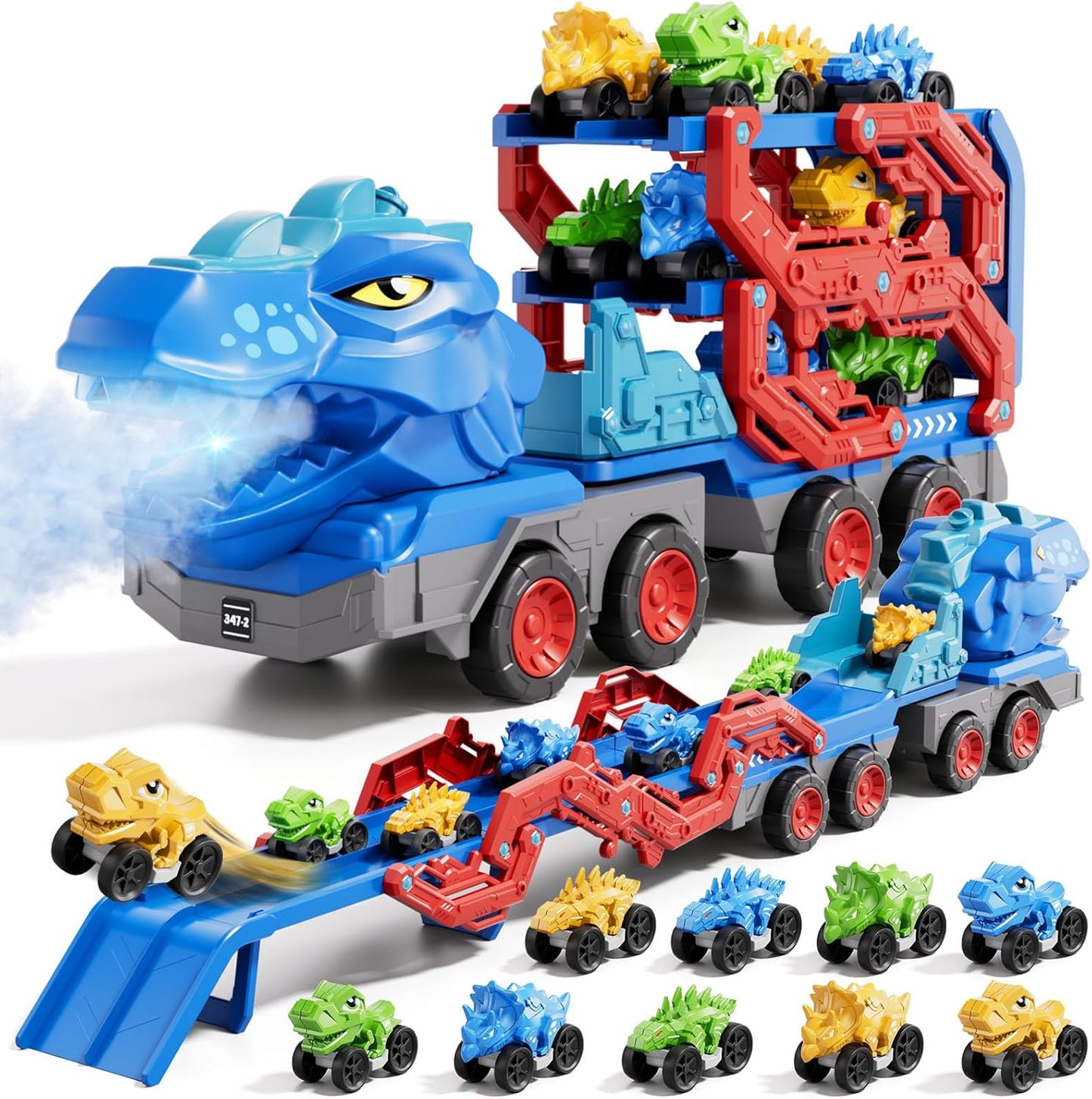 Dinosaur Truck Toy Set with Dino Cars and Track System