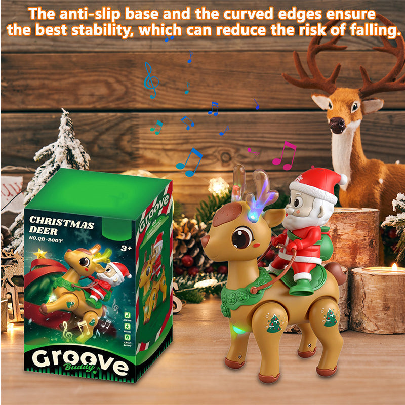 Kids Electric Santa Claus Reindeer Walking Toy with Lights Music