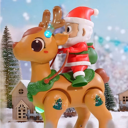 Kids Electric Santa Claus Reindeer Walking Toy with Lights Music