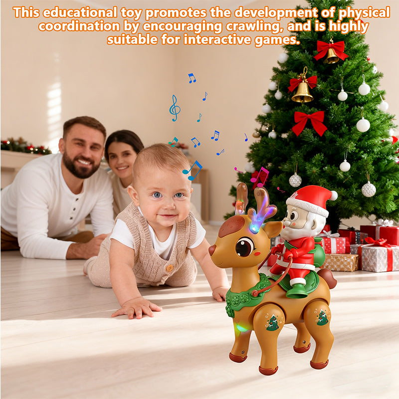 Kids Electric Santa Claus Reindeer Walking Toy with Lights Music