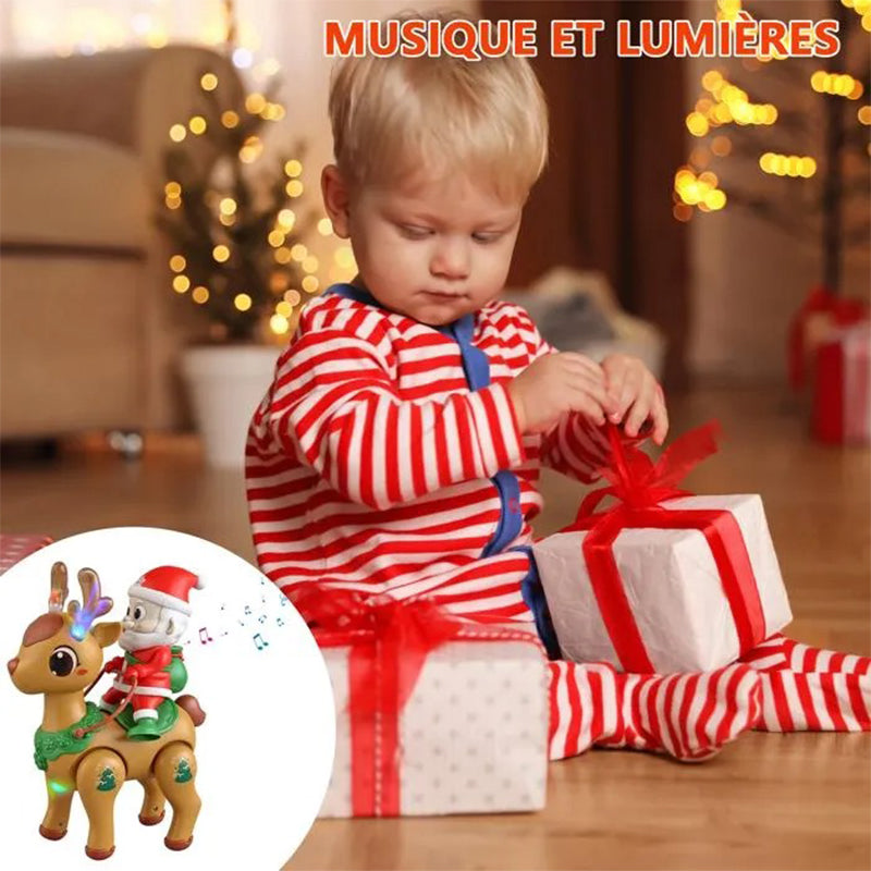 Kids Electric Santa Claus Reindeer Walking Toy with Lights Music