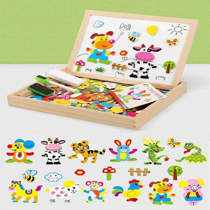 Magnetic Wooden Puzzle 100 Pieces Educational Toy for Children