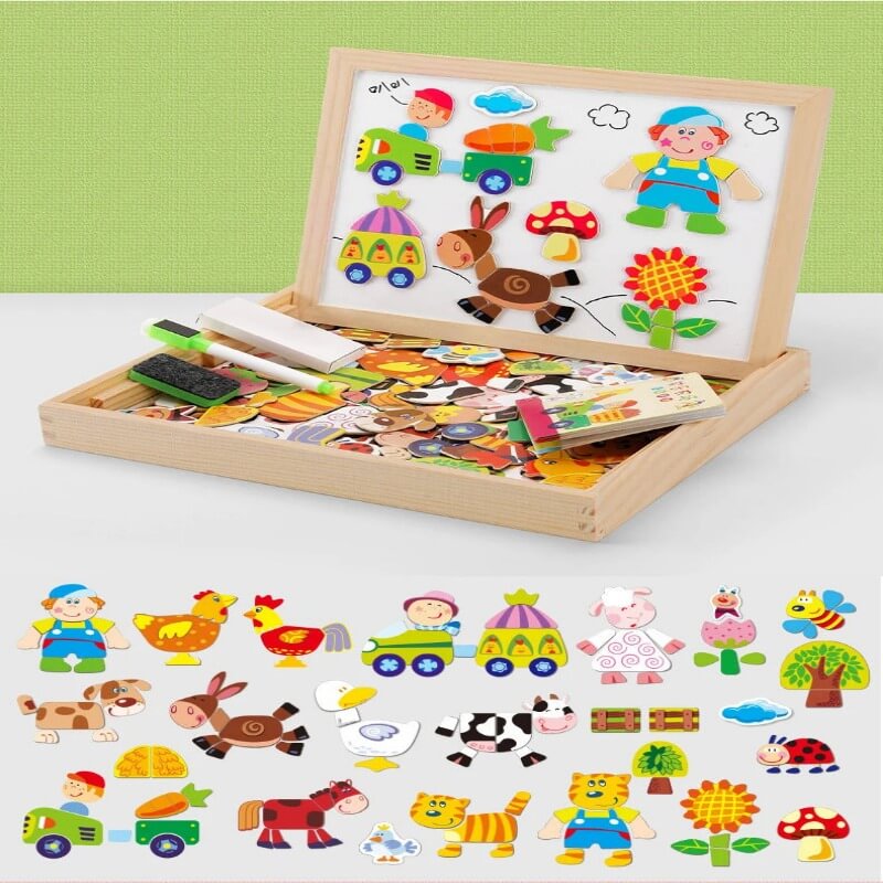 Magnetic Wooden Puzzle 100 Pieces Educational Toy for Children