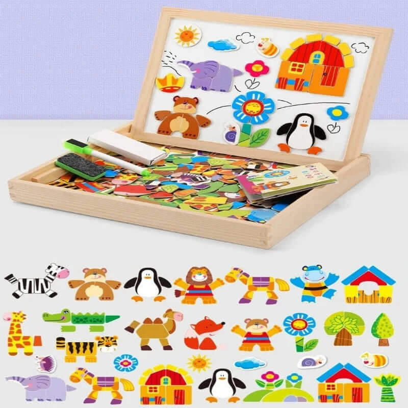 Magnetic Wooden Puzzle 100 Pieces Educational Toy for Children