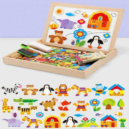 Magnetic Wooden Puzzle 100 Pieces Educational Toy for Children