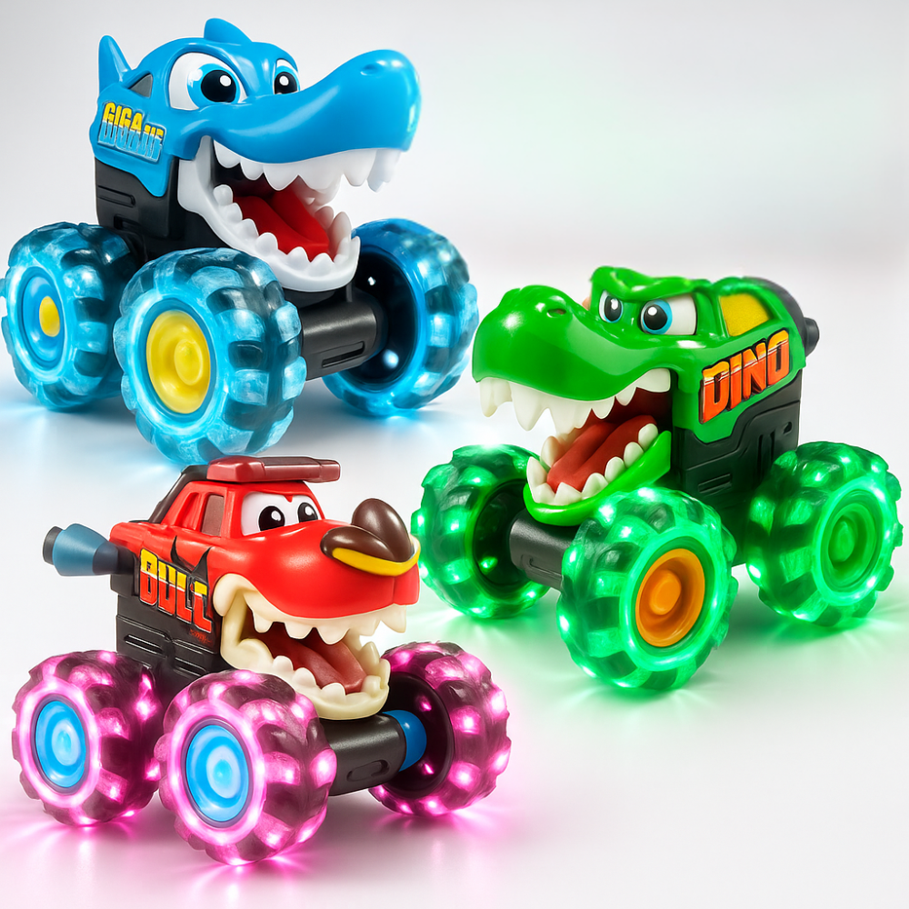 Monster Truck Toy Light Up Cars Set