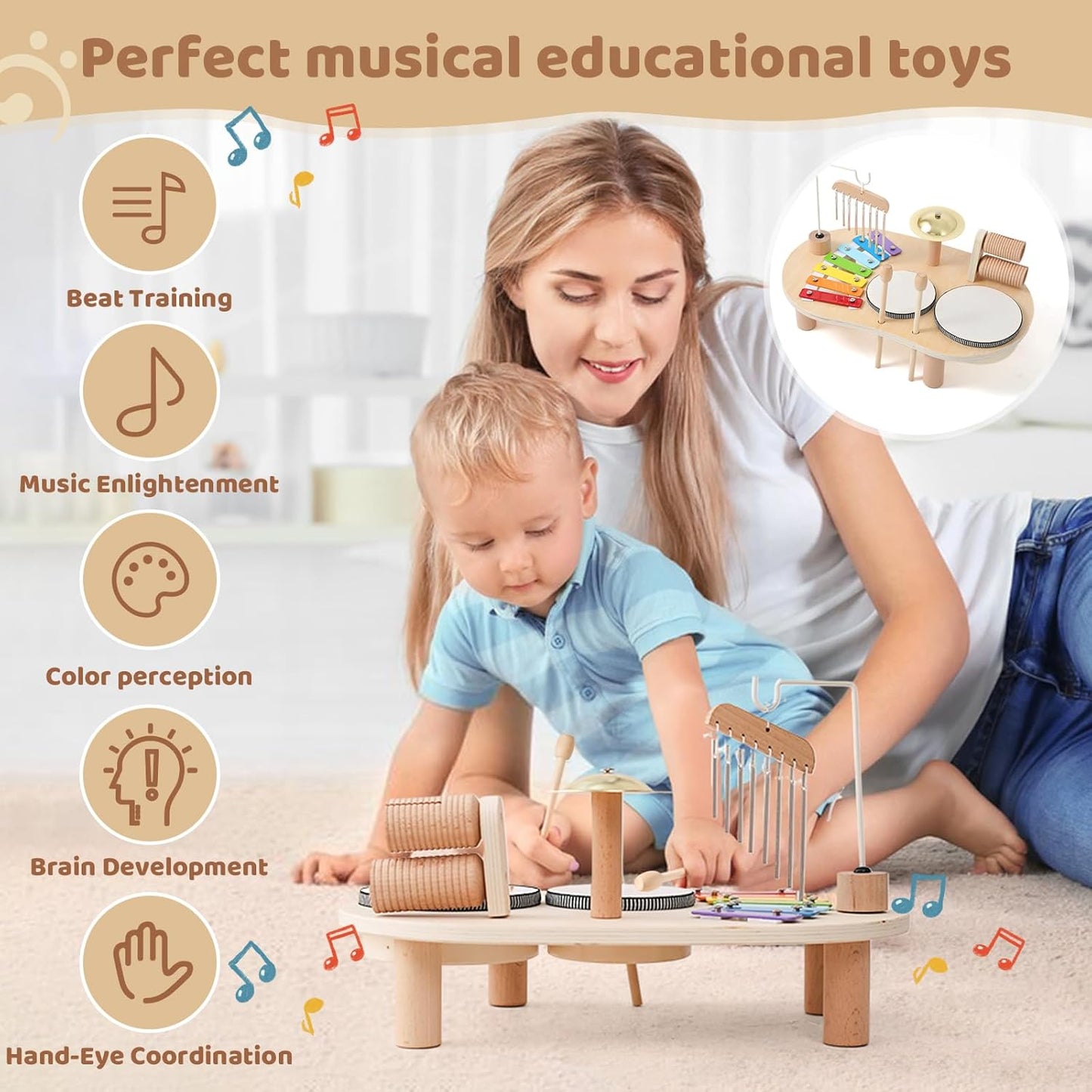 Montessori Music Activity Table Toy Sound Instrument