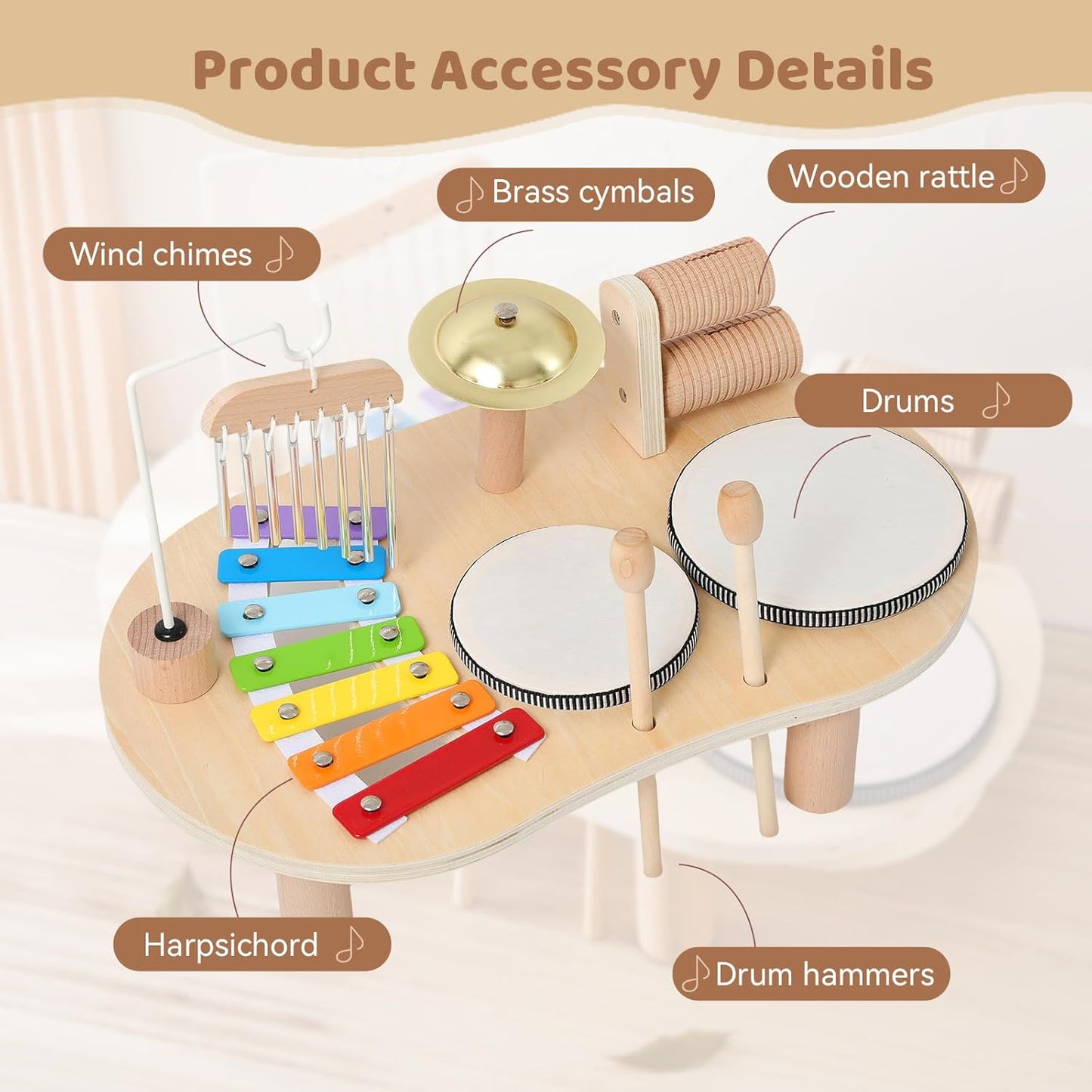 Montessori Music Activity Table Toy Sound Instrument