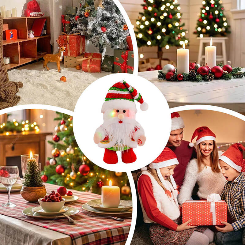 Santa Plush Toy Doll LED Light Decoration