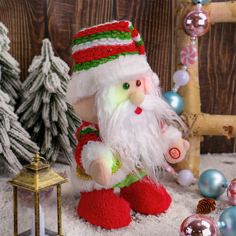 Santa Plush Toy Doll LED Light Decoration