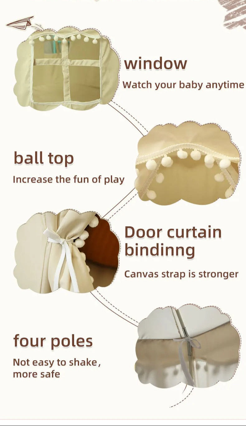 Round Plush Play Tent Kids Indoor Outdoor