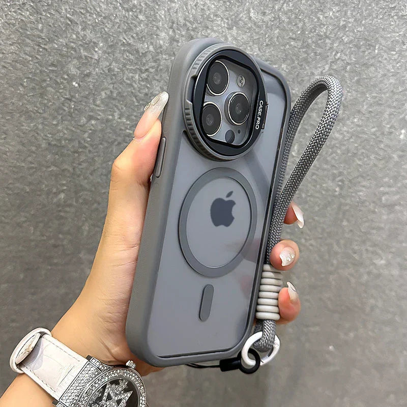 Foldable Glass Lens Stand Magnetic Case for iPhone 11 12 13 14 15 16