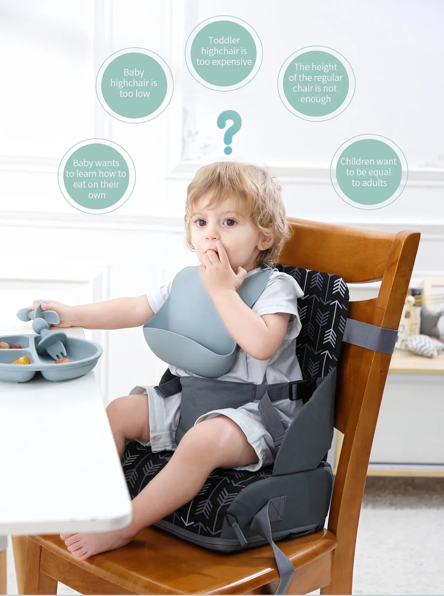Portable Foldable Baby Dining Chair High Cushion Seat