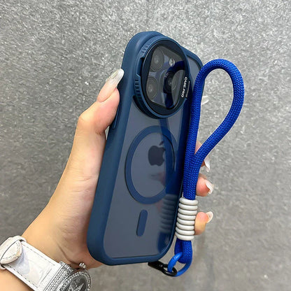 Foldable Glass Lens Stand Magnetic Case for iPhone 11 12 13 14 15 16
