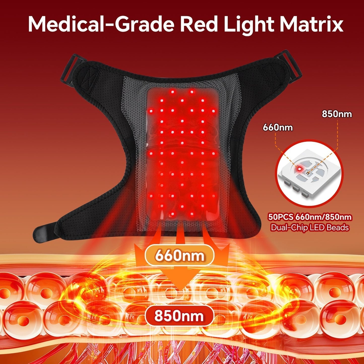 Red Light Therapy Shoulder Massager 660nm 850nm Device