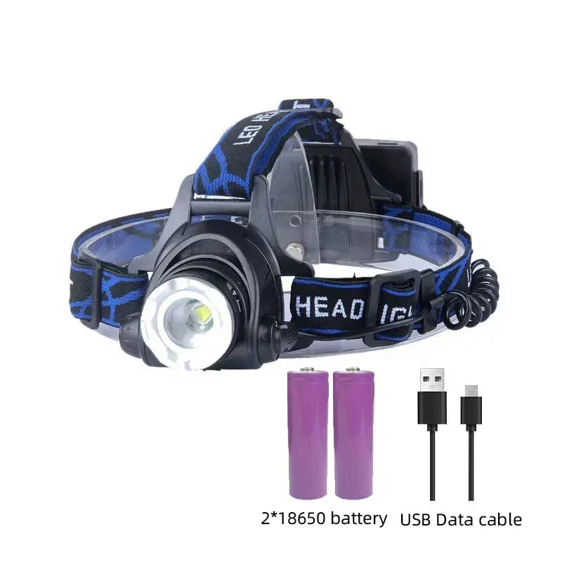 Rechargeable Waterproof LED Head Torch with Zoom Function