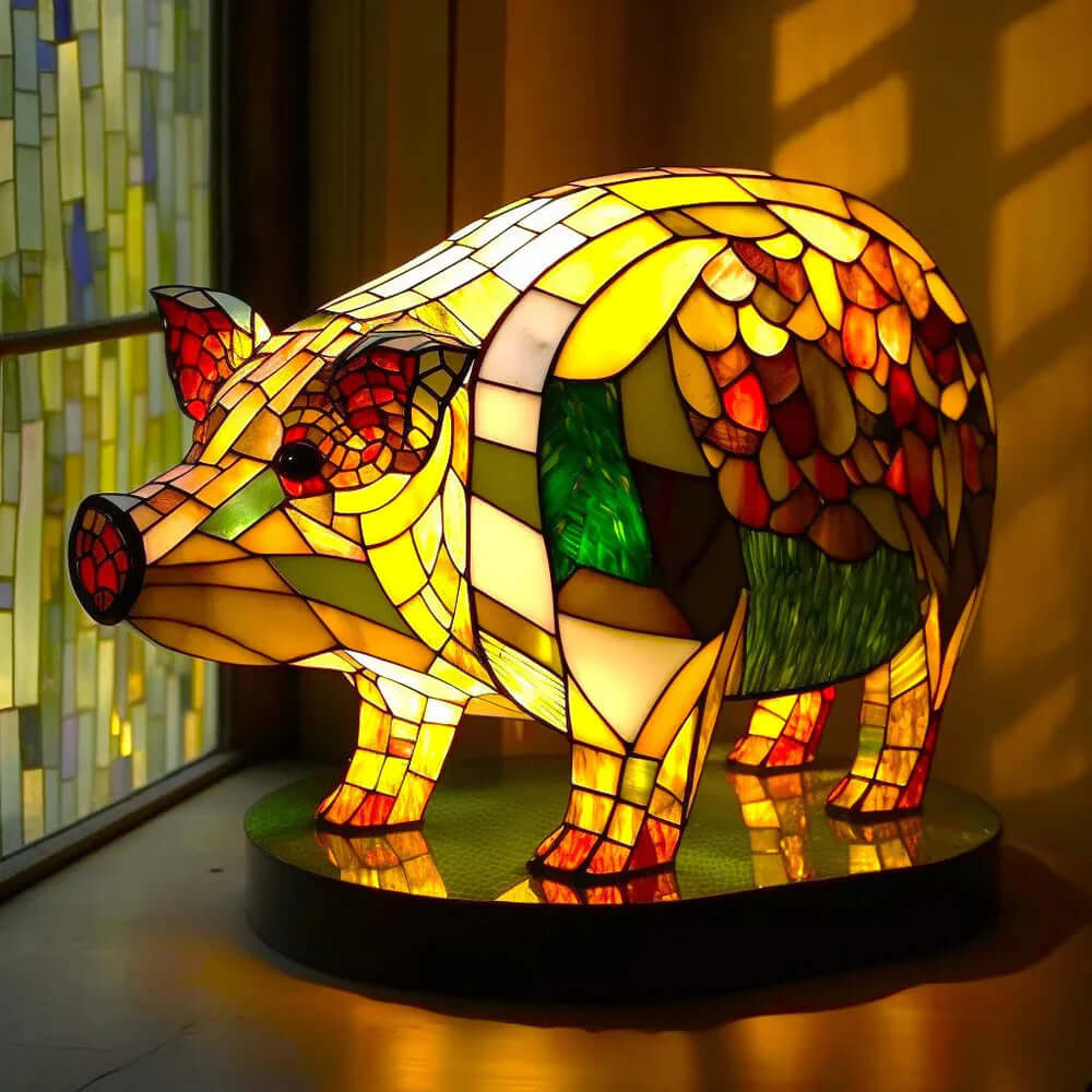 Stained Glass Animal Table Lamp Night Light Fixture