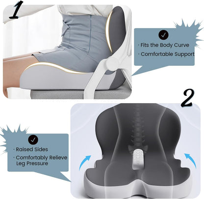 Ergonomic Memory Foam Back and Seat Cushion with Lumbar Support