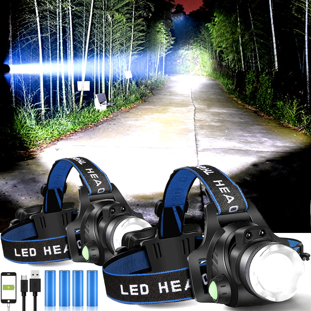 Rechargeable LED Headlamp with Batteries