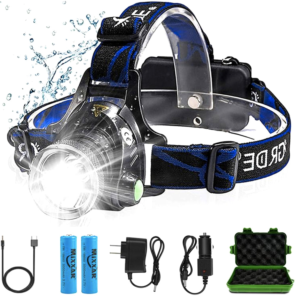 Rechargeable LED Headlamp with Batteries
