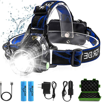 Rechargeable LED Headlamp with Batteries