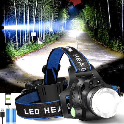 Rechargeable LED Headlamp with Batteries
