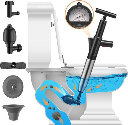 Stainless Steel Toilet Plunger High Pressure Unclogger