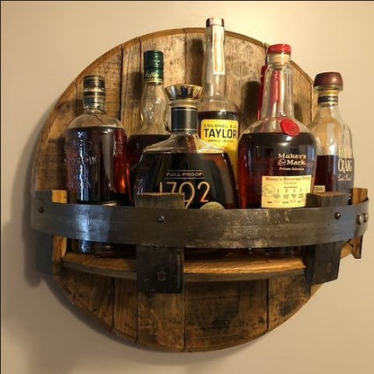 Bourbon Whiskey Barrel Wall Shelf Unit