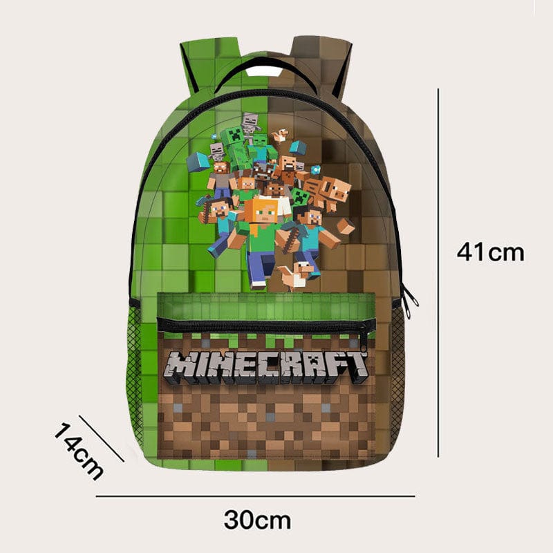Minecraft Gaming Backpack School Bag Pixel Design