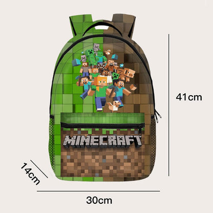 Minecraft Gaming Backpack School Bag Pixel Design