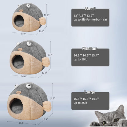 Cat Bed Cave with Removable Pillow for Indoor Cats