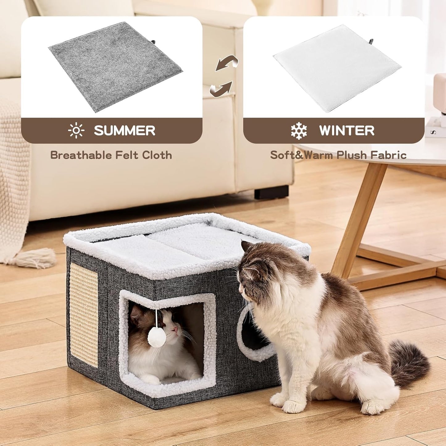 Cat Cave with Scratch Pad and Condo for Cats
