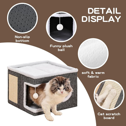 Cat Cave with Scratch Pad and Condo for Cats