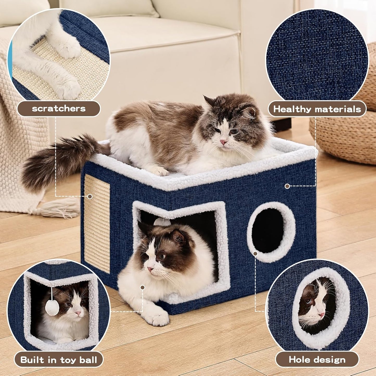 Cat Cave with Scratch Pad and Condo for Cats