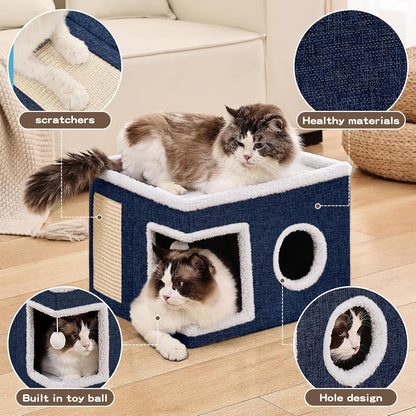 Cat Cave with Scratch Pad and Condo for Cats