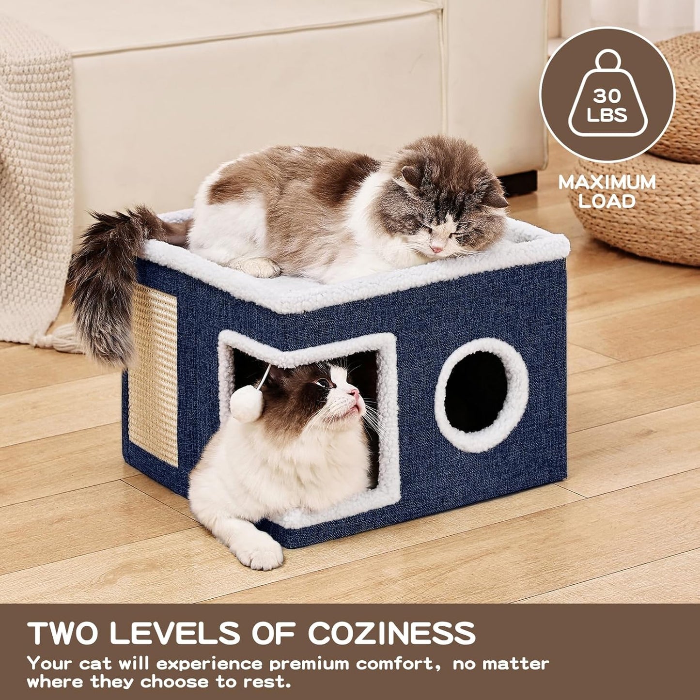 Cat Cave with Scratch Pad and Condo for Cats
