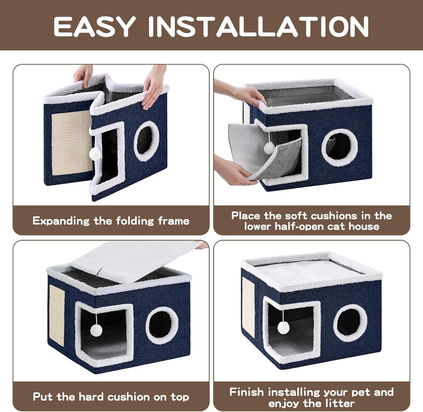 Cat Cave with Scratch Pad and Condo for Cats