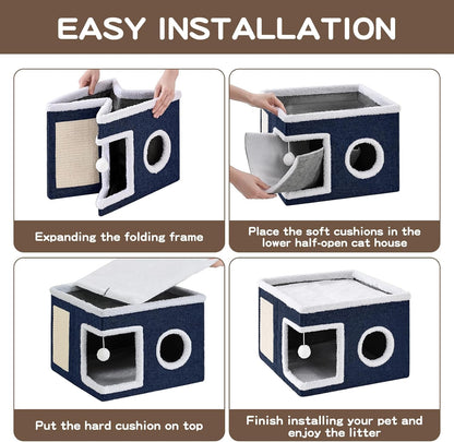 Cat Cave with Scratch Pad and Condo for Cats