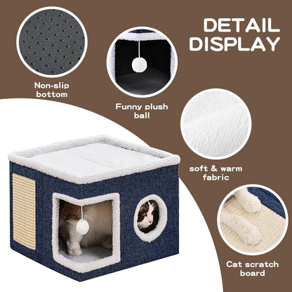 Cat Cave with Scratch Pad and Condo for Cats