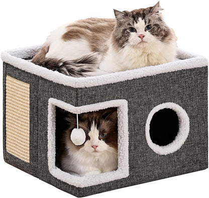 Cat Cave with Scratch Pad and Condo for Cats
