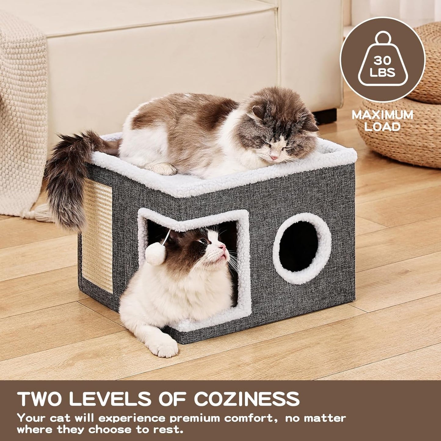 Cat Cave with Scratch Pad and Condo for Cats