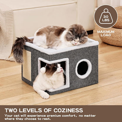 Cat Cave with Scratch Pad and Condo for Cats