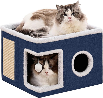 Cat Cave with Scratch Pad and Condo for Cats