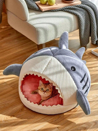 Shark-Shaped Cat Bed Semi-Closed Nest for Cats and Dogs