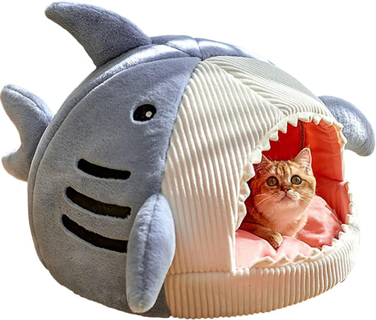 Shark-Shaped Cat Bed Semi-Closed Nest for Cats and Dogs