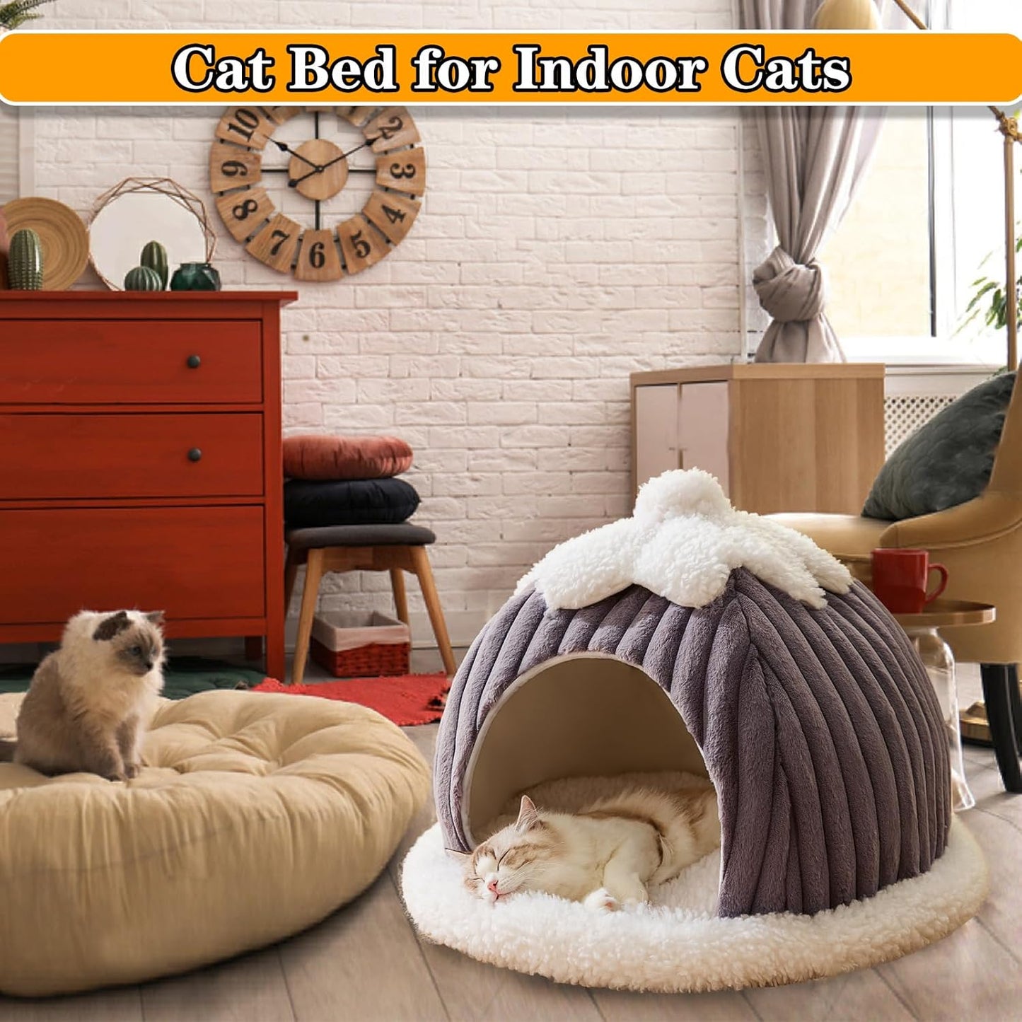 Cat Cave Bed Indoor Washable Slip Resistant