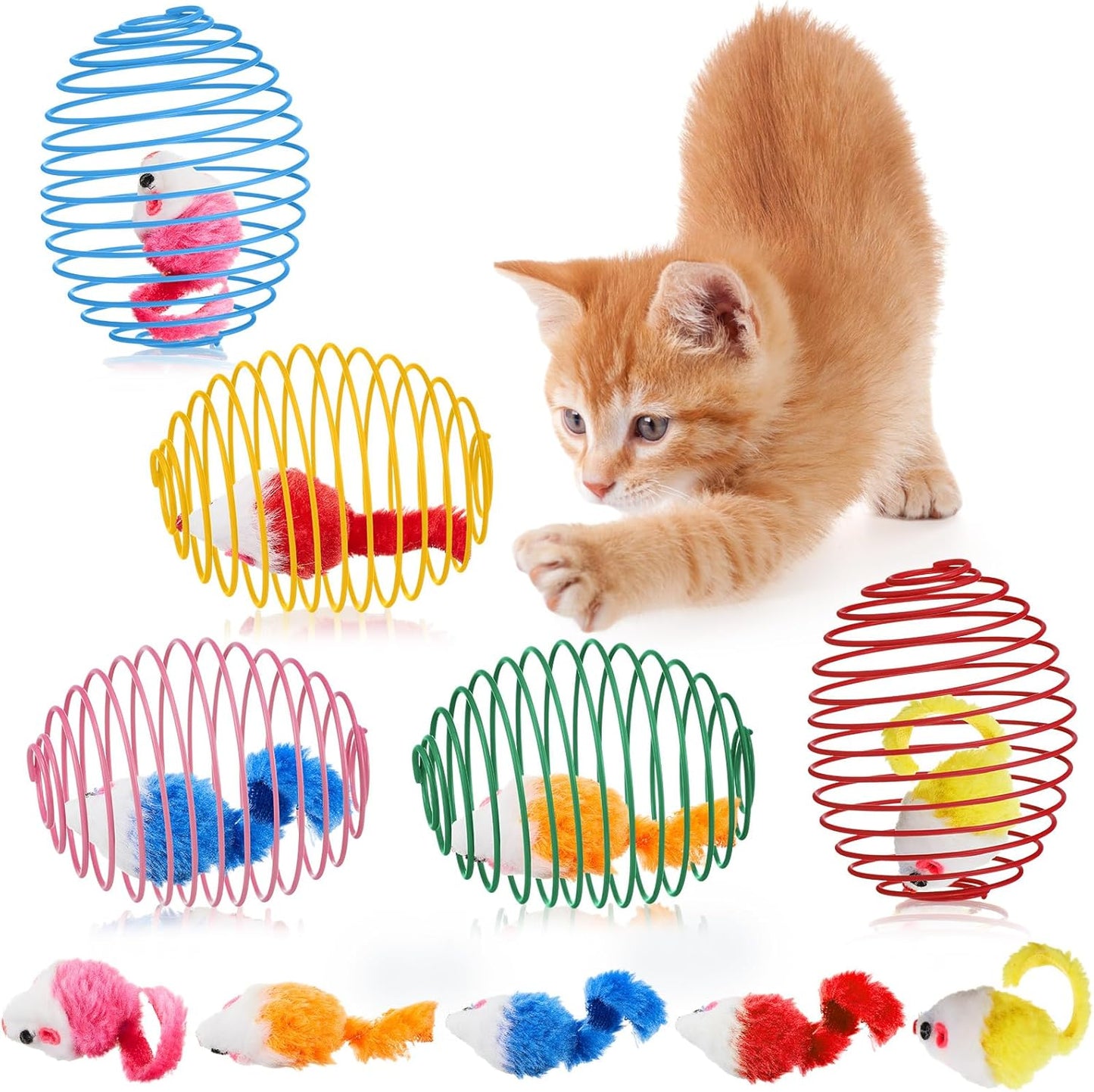 Cat Spring Balls Interactive Toy Set for Cats and Kittens